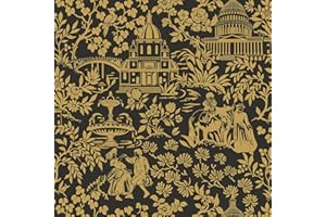 Yomshi Self Adhesive Wallpaper Black Gold Landscape Wallpaper Peel and Stick Wallpaper Vintage Garden Wallpaper Fairytale Wallpaper 41cm×3m Contact Paper Furniture Sticker for Living Room Bedroom