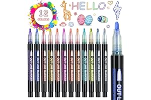 iaHOME Glitter Outline Pens,12 Double Line Colors Outline Markers Pens for Arts and Crafts, DIY Projects, Greeting Cards, Gifts for Teenage Girls early christmas presents