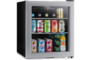 Subcold Super50 LED – Mini Fridge | 50L Beer, Wine & Drinks Chiller | LED Light + Lock & Key | Energy Efficient (Silver)