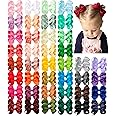 Coreeky 80 PCS Boutique Grosgrain Ribbon Pinwheel 3" Hair Bows Alligator Clips For Babies Toddlers Teens