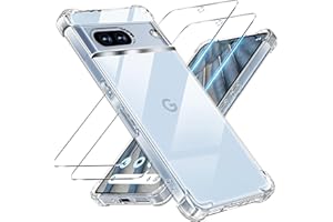 Tentoki 3 in 1 für panzerglas und hülle Google Pixel 7a,[Nie Vergilbung] schutzfolie Pixel7a TPU handyhülle Schlanke Stoßfeste Anti Kratzt Transparent Case