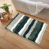 Luxe Home Microfiber Striped Bath Mat for Bathroom Anti...