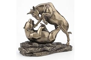 Veronese Design 6 Inch Tall Wall Street Stock Market Bull Bear Fight Financial Broker Gift Abstract Cold Cast Resin Bronze Finish Tabletop Statue