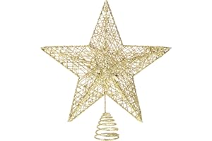 DOITOOL Estrella De Cinco Puntas para ÁRbol De Navidad Topper Dorado DecoracióN Navideña Fiesta Regalo 10 2 Pulgadas