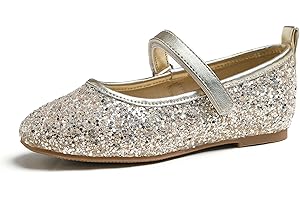 Feversole Girls Glitter Cute Dress,Ragazze Mary Jane Strap Scarpe Basse Ballerine da Principessa Scarpe da Scuola Piatte