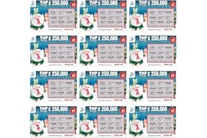 PLAYCRATE 12 x Fake Joke Christmas Scratch Cards - Winning Lottery Ticket Practical Prank- Every card appears to win £100,000 or £250,000