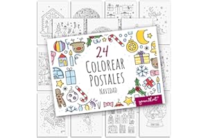 younikat Tarjetas postales de Navidad para colorear, 24 unidades, DIN A6, para niños y adultos, para personalizar, Adviento creativo, dv1531