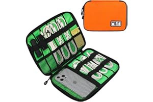 FYY Borsa organizer elettronica, portacavi organizer, Organizer per cavi, Borsa organizer per cavi, Custodia intelligente per cavo impermeabile, Cavo di alimentazione, Caricabatterie, Cuffie, arancia