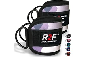 R2F RIGHT TO FIGHT R2F Cavigliere Cavi Palestra 7MM Neoprene Cinghie per Caviglia Imbottite Polsini Trazioni Esercizi delle Gambe Workout con Doppio D Anello Attaccament Fitness Regolabile Strap (confezione da 2)
