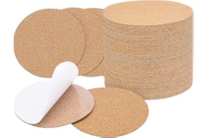 YIFLORINE TANG Cork Coaster Redondo de Corch,20 PCS Esteras de Corcho,Mini Azulejo de Corcho de Pared Posavasos de Autoadhesivos Tapete de para Oficina,Escuela y Hogar,9 x 9 x 0,1 cm (1MM)
