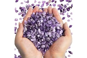 SKOOLOVE 0.9 Lb Fluorite Crystal Chips,Mini Fish Tank Gravel Stones,Crushed Stones Bulk,Succulent Vase Filler Supplies Stones (Amethyst)