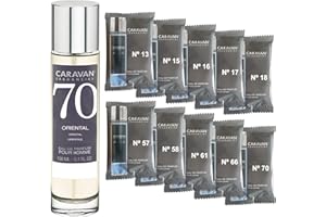 CARAVAN FRAGANCIAS Perfume de Hombre Nº 70 de 150 ml + Set de 10 Viales de Fragancias Masculinas distintas de Caravan para descrubir nuevos aromas