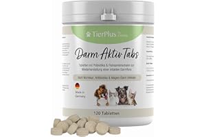 EXVital TierPlus Darm Aktiv Tabletten für Hunde & Katzen, Präbiotika Komplex für eine gesunde Darmflora- Nach Durchfall, Wurmkur, Antibiotika & Magen-Darm Infekten, 120 Tabletten, Made in Germany