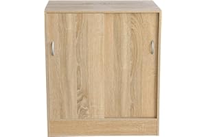 giordano shop Mobiile 2 Ante Scorrevoli 3 Ripiani 60x30x71 cm in PB e Carta Sonoma