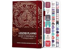 Legend Planner - Meilleur agenda hebdomadaire et calendrier mensuel pour augmenter la productivité, atteindre les objectifs et gérer le temps-maître - A5, non daté - Vin Rouge, Feuille d'or