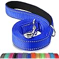 Joytale Double-Sided Reflective Dog Leash, 6 FT/5 FT/4 FT, Padded Handle Nylon Heavy Duty Leashes for Medium & Large Dogs Walking, Navy Blue, 6FT