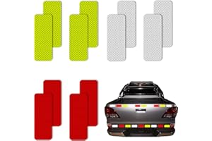 GUNWON 12 Pieces Safety Reflective Stickers,Warning Reflective Stickers Stick-on Car Reflector Sticker Waterproof Reflective Tape Stickers for Vehicle,Bicycles,Motorcycles,Motorcycle Helmet(3x8cm,3 color）