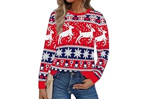 Aseniza Maglione Natalizio Donna Invernale Maglia Natale Maglioni Natale Pullover Ugly Christmas Sweater Maniche Lunga Girocollo