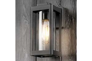 Lumiled Zewnętrzna lampa ścienna, lampa zewnętrzna, oświetlenie zewnętrzne, kinkiet, lampa ogrodowa, lampa do korytarza, na taras, fasada, vintage, IP44, czarna, odporna na rozpryskiwanie, aluminium,