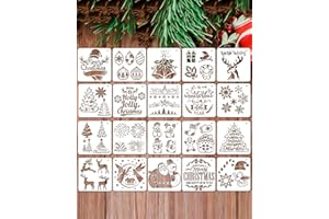 TOZBLEU Noël set de peinture - 12 pcs festival Dessin Pochoirs réutilisables en plastique Modèles pour travaux manuels, peinture, dessin, loisirs créatifs, décoration murale en bois(Noël)