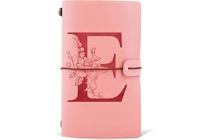 HSDSH Diario in Pelle PU iniziale, Taccuino Diario di Viaggio, Rosa Quaderno Scrittura Appunti Agenda, Compleanno Natale Regalo per Donna Ragazze Amica Studenti Sorella Collega Maestre Rosa(E)