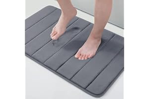 ‎HOMAXY Homaxy Memory Foam Badezimmer Badeteppiche Saugfähige Rutschfester Badvorleger Waschbar Badematte - 41 x 61 cm, Dunkelgrau