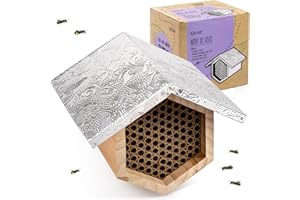 Rivajam Beekeeper Pro Mach II Mason Bee House - Strong + Waterproof Bee Hotel & Insect Habitat - Replaceable Mason Bee Tubes Filled Bee Houses for The Garden - Pollinator House Gardening Gifts