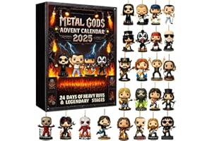 GENERIC Legends of Rock & Metal Advent Calendar 2025 Men, 24 Day Calendar with Collectibles of Iconic Musical Character, 2D Ornaments Suitable for Halloween and Christmas, Suprise Gifts (Black(1pack))