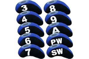 AMRTA Golf Club Iron Head Cover 10 Pack Protective Head Cover Fit All Iron Clubs Black Blue Orange Green