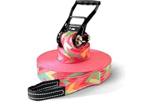 SECOROCO Zestaw Slackline, Zig Zag, długość 25 m, kompletny zestaw dla dzieci, początkujących, zaawansowanych i profesjonalistów, łącznie z torbą do noszenia