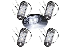 Futheda 4 pcs Blanc IP65 12 V/24 V Ovale LED latérales Feux de gabarit Avant Feux arrière Lampes Universel Indicateur de Position pour Camion remorque Van Caravan Camion de Voiture Bus Bateaux