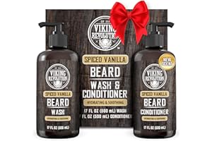 Viking Revolution Beard Wash and Beard Conditioner for Men with Argan Oil and Jojoba Oil - Beard Softener and Strengthener Beard Care Beard Care Beard Shampoo and Conditioner with Beard Oil (17 oz