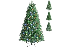 SINCHEREU Albero di Natale Pre-Illuminato, Artificiale Albero di 6ft con 350 Luci Incorporate, 9 Modalità Luce, 1400 Rami Folti in PVC, Decorazione Natalizia con Supporto in Metallo