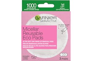 Garnier Micellar Reusable Makeup-Remover Eco Pads, 3 Micro Fibre Pad