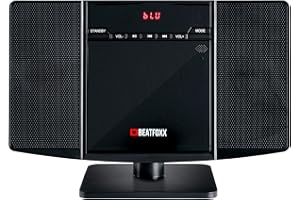 Beatfoxx MCD-60 Système Stéréo Vertical (Lecteur CD/MP3, USB, Bluetooth, Entrée Aux, Montage sur Pied Ou Mural, Télécommande Incluse) Noir
