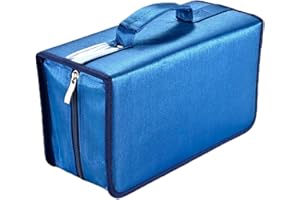 UENTIP Étui de Rangement en Nylon pour CD, DVD, capacité de 160 CD, livrets, VCD - pour Voiture, Maison, Voyage (Bleu)