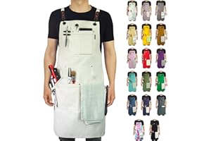 Stenffy Kitchen Apron, Cotton Canvas, Adjustable Cross Back, Artist, Painting, Carpenter Work Apron for Men, Women, Plus Size
