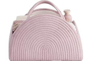 LELEWANGLUO Organisateur de sac à langer, panier de rangement portable pour table à langer, panier à langer, panier à langer avec compartiments et poignées, panier en corde de coton pour fête prénatale, cadeau de