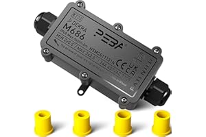 PEBA Cajas de Conexiones Impermeables IP68, Conector de cable estanco,Caja de conexiones de conector de cable Exterior de 2 vías, Apto para cables Ø4-12 mm caja empalmes exterior Negro 1 pieza