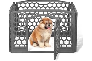 Iris Ohyama, Parc pour Chien Intérieur, Extérieur avec 4 Panneaux & Porte Verrouillable, H58cm, Gris, Cage, Enclos, Cloture pour Chiens, Chiot, Chat, Lapin, Animaux de Compagnie, Plastique, CI-584HC
