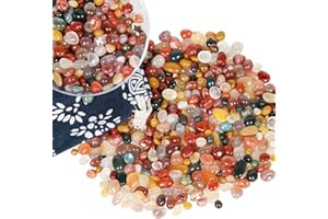 ORIENTREA 500 Gramm Gemischte Steine Trommelsteine, Mini Gemischte Steine Edelsteine Ladesteine Granulat/Mini Chips, Achat Steine Heilsteinen,für Mitgebsel Kindergeburtstag, Schatzsuche und Hause Dekoration