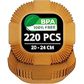 200/220 Pieces Air Fryer Paper 20-24 cm BPA Free | Air Fryer Accessories in Square and Flat Format | Compatible for 5-7 Litre
