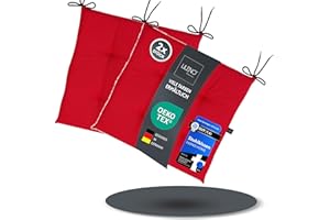 ‎LILENO HOME LILENO HOME 2er Set Stuhlkissen Rot (40x40x4,5 cm) - Sitzkissen für Gartenstuhl, Küche oder Esszimmerstuhl - UV-beständige Indoor u. Outdoor Stuhlauflage als Stuhl Kissen (Laura FUM)