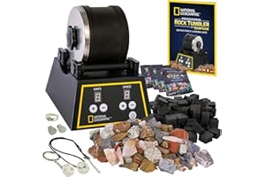 National Geographic Kit Professionnel pour Culbuteurs de Roche - Polisseuse pour Enfants et Adultes, Kit Complet avec Verre Durable, Pierres, Grain et Notre Nouvelle Polisseuse à Mousse Précieuse