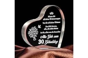 ‎GIFTASY Giftasy Geschenk zum 30. Geburtstag Frau - Acrylherz Tischschmuck, Geschenke für Frau Schwester Ehefrau Tante Tochter Beste Freundin zum 30. Geburtstag
