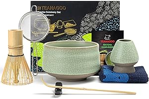 TEANAGOO Matcha Set, 7 Pcs Matcha Kit for Ceremony, Matcha Whisk Set, Ceramic Matcha Bowl, Matcha Tea Set for Making Breakfast/Matcha Latte, Bamboo Matcha Whisk (Chasen), Gift for Matcha Lover