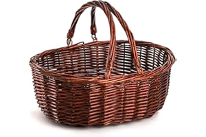 Dicunoy Wicker Picnic Basket with Handle, Large Empty Gift Basket to fill, Open Top Market Harvest Baskets for Garden, Hamper Basket for Gifts, Fruit, Candy, Wine, Egg Gathering, Wedding, Vegetables