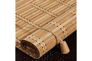 X1NGFU Store Enrouleur Bambou Naturel,Store Occultant en Bambou Exterieur,Stores À Rouleaux Romains,75% Protection Solaire Intimité Écran,Respirant/écologique,Personnalisable (50x80cm/20x32in)