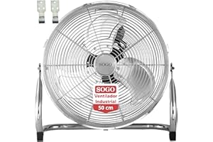 SOGO Ventilador Industrial Power Fan 50cm 170W Con Aspas De Metal - Ventilador De Suelo Potente Y Silencioso Con Inclinación Ajustable - Asa Transporte 3 Velocidades Rejilla Seguridad Clase A
