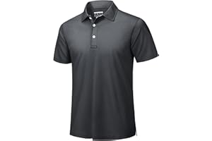 TACVASEN Men's Breathable Polo Shirts Quick Dry Casual Work Golf Shirt with Button